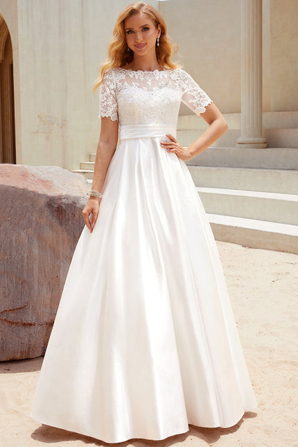 Robe Nuptiale Satinée Col Élégant - gallery 5