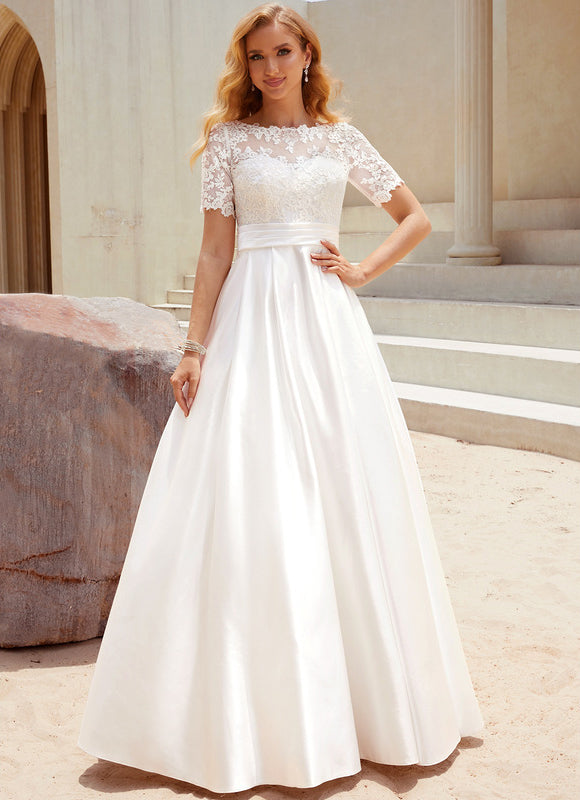 Robe Nuptiale Satinée Col Élégant - gallery 5