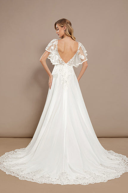 Robe Nuptiale Romantique À Manches Légères - gallery 5