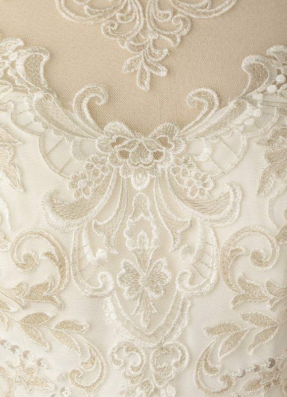 Robe Nuptiale Fluide À Manches Transparentes - gallery 3