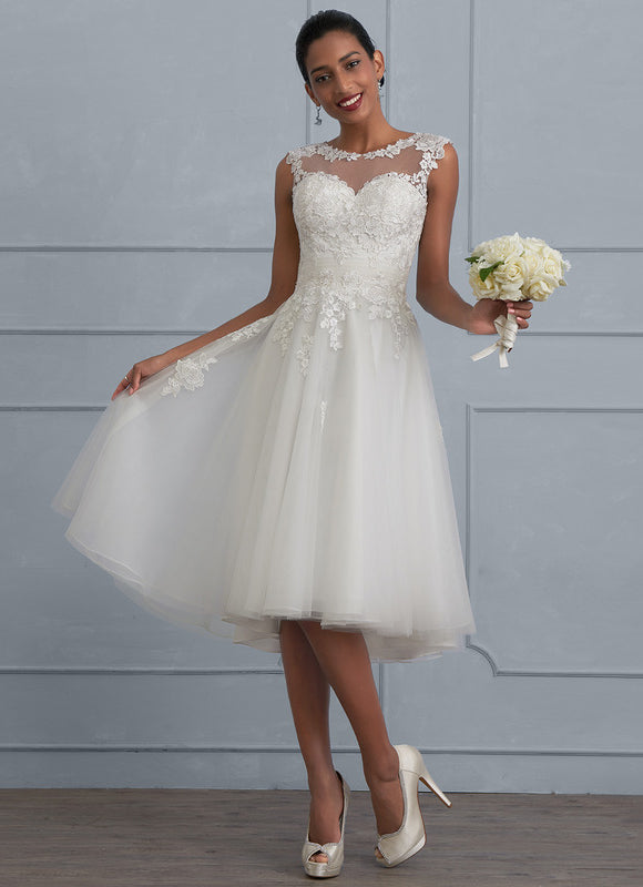 Robe Nuptiale Courte Élégante Tulle