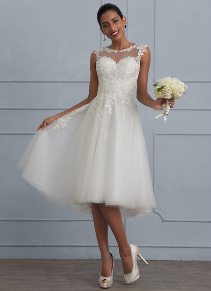 Robe Nuptiale Courte Élégante Tulle