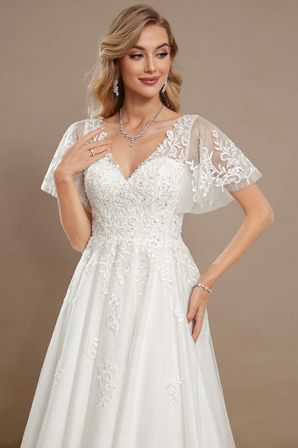 Robe De Mariee Courte En Dentelle - gallery 3