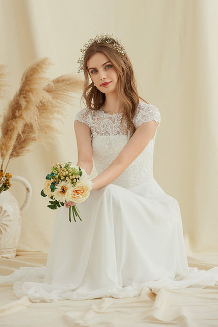 Robe Nuptiale Romantique En Mousseline - gallery 5