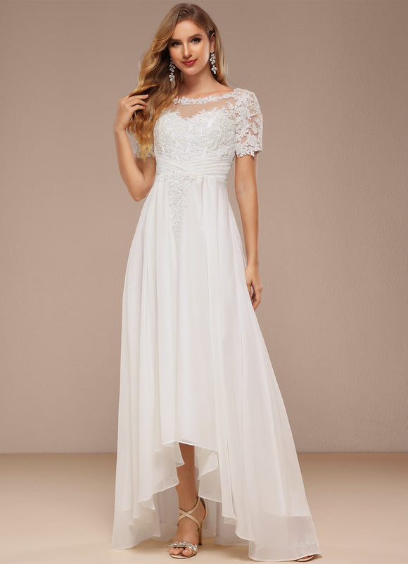 Robe Nuptiale Fluide À Manches Courtes - gallery 5