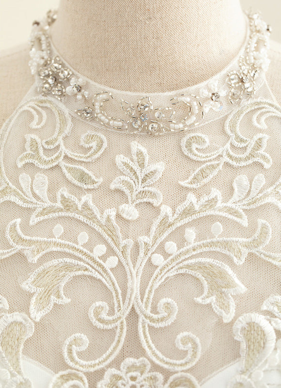 Robe Nuptiale Col Montant Fluide - gallery 4