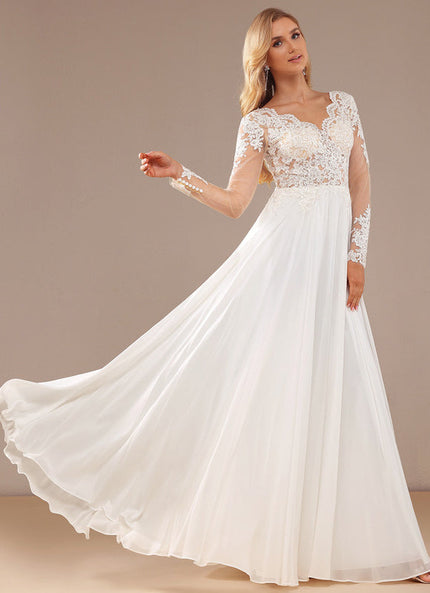 Robe Nuptiale Fluide À Manches Longues