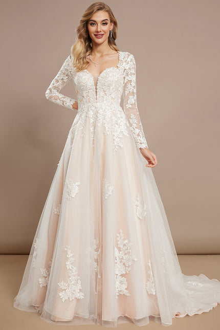 Robe Nuptiale Romantique À Manches Longues