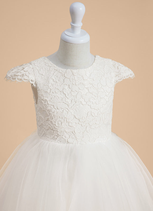 Robe Enfant Tulle Élégante Avec Nœud - gallery 3
