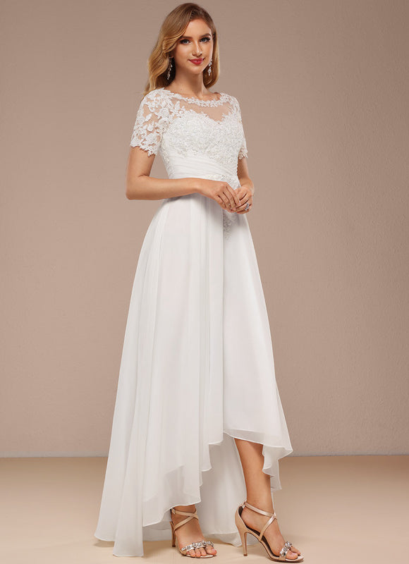 Robe Nuptiale Fluide À Manches Courtes - gallery 7