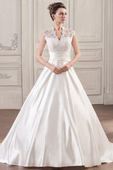 Robe Nuptiale Satinée Élégante Col V - gallery 1