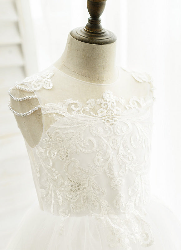 Robe Enfant Mariage Élégante En Tulle - gallery 3
