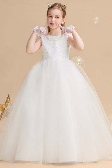 Robe Enfant Nuptiale À Volants Fleuris - gallery 2