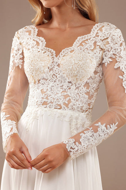 Robe Nuptiale Fluide À Manches Longues - gallery 5