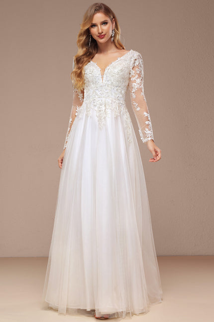 Robe Nuptiale Vaporeuse À Manches Longues - gallery 2