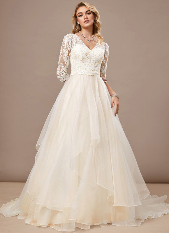 Robe Nuptiale Élégante À Manches Longues - gallery 1