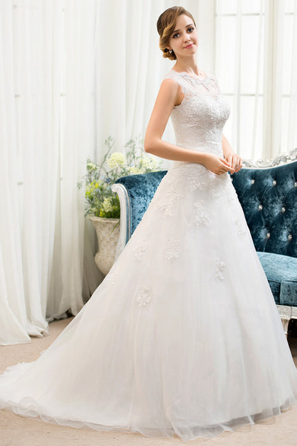 Robe Nuptiale Romantique À Manches Courtes - gallery 2