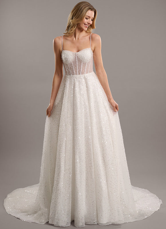 Robe Nuptiale Scintillante À Traîne - gallery 1