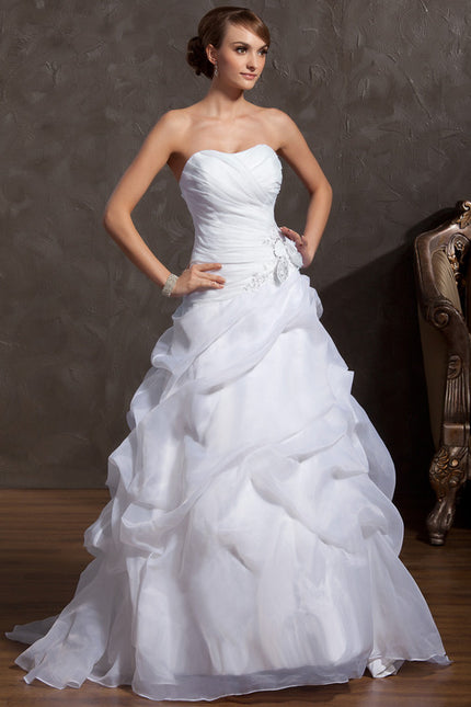 Robe Nuptiale Romantique En Organza - gallery 2