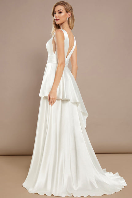 Robe De Mariee Satinée À Fente - gallery 5