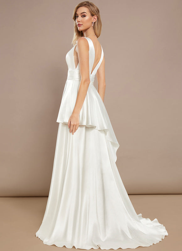 Robe De Mariee Satinée À Fente - gallery 5