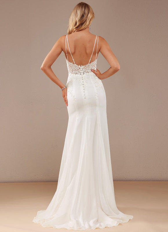 Robe De Mariée Moderne En Mousseline - gallery 3