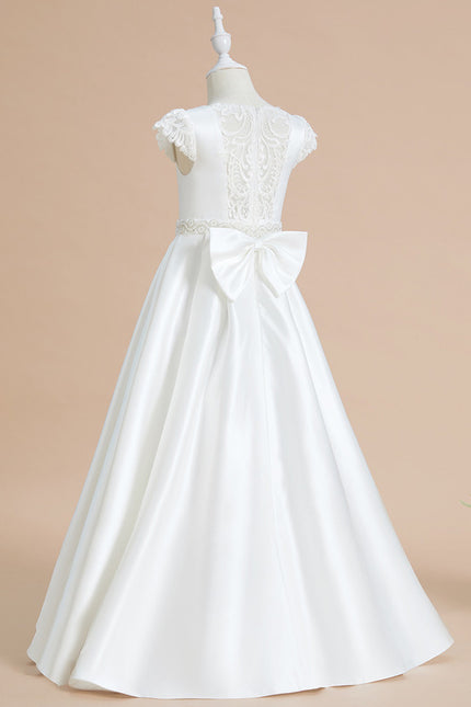 Robe Enfant Satinée Élégante Avec Dentelle - gallery 1