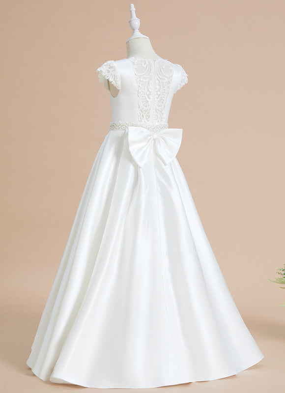 Robe Enfant Satinée Élégante Avec Dentelle - gallery 1