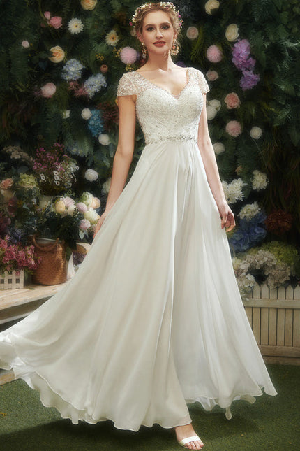 Robe Nuptiale Vaporeuse À Manches Courtes - gallery 2