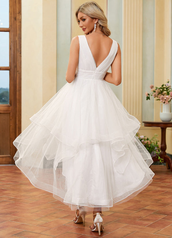 Robe Nuptiale Tulle Asymétrique Élégante - gallery 6