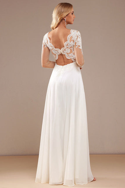Robe Nuptiale Fluide À Manches Longues - gallery 2