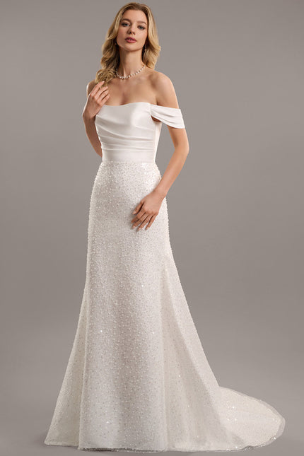Robe De Mariée Satinée À Traîne - gallery 2