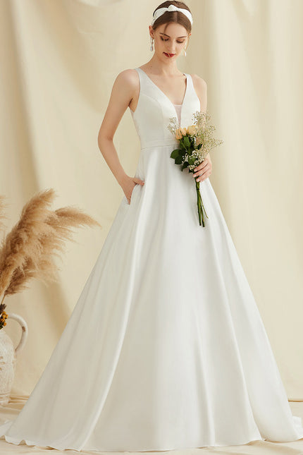 Robe Nuptiale Satinée À Poches