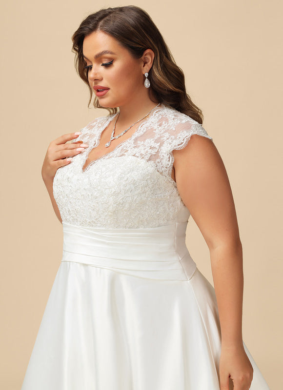 Robe Nuptiale Satinée Élégante Col V - gallery 9