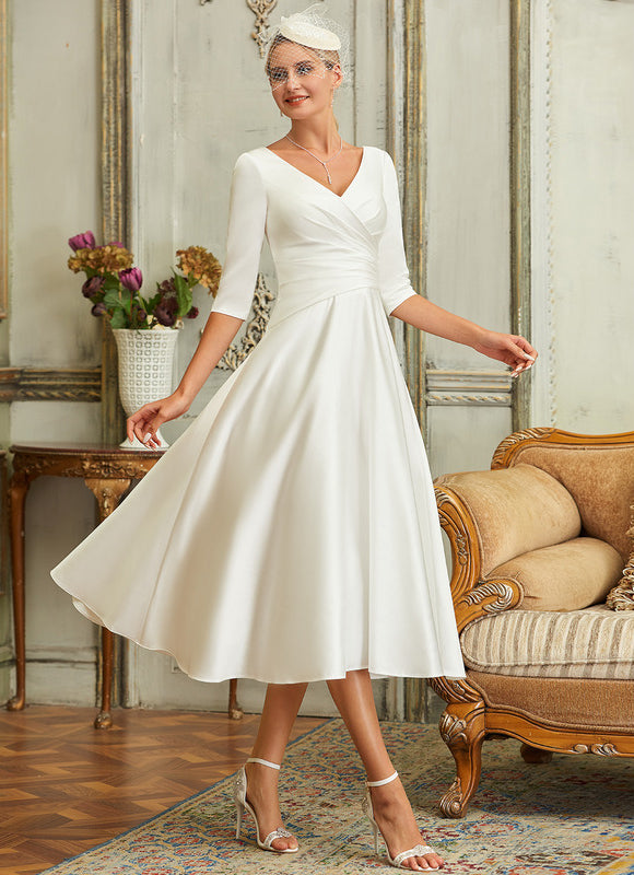 Robe Nuptiale Satinée Élégante Col V - gallery 1