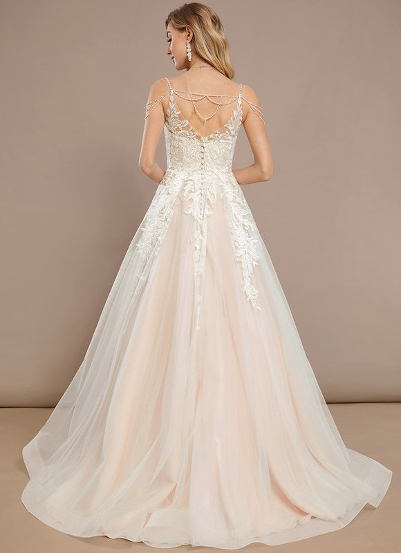 Robe Nuptiale Délicate À Traîne - gallery 5