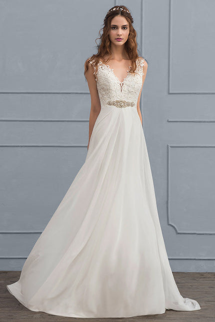 Robe Nuptiale Délicate En Mousseline - gallery 1
