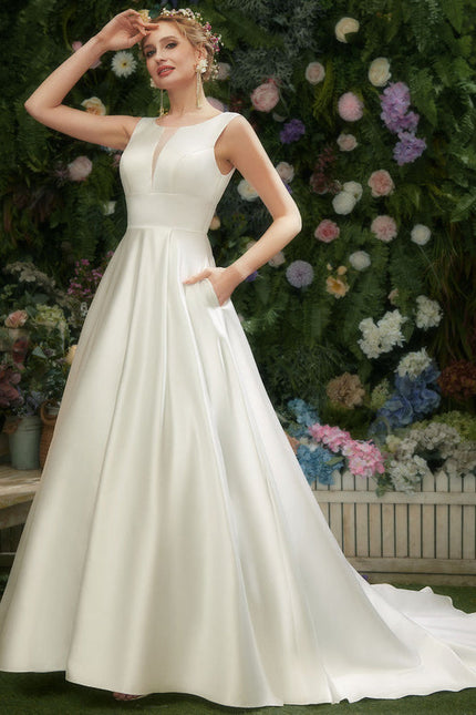 Robe Nuptiale Satinée Avec Poches