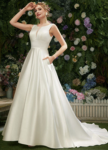 Robe Nuptiale Satinée Avec Poches