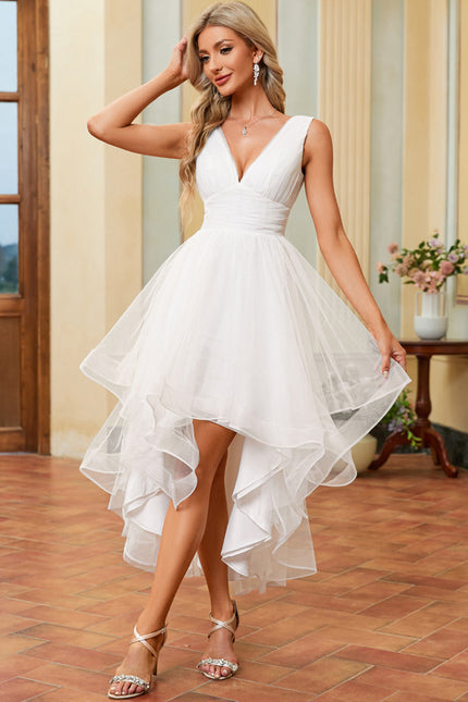 Robe Nuptiale Tulle Asymétrique Élégante - gallery 2