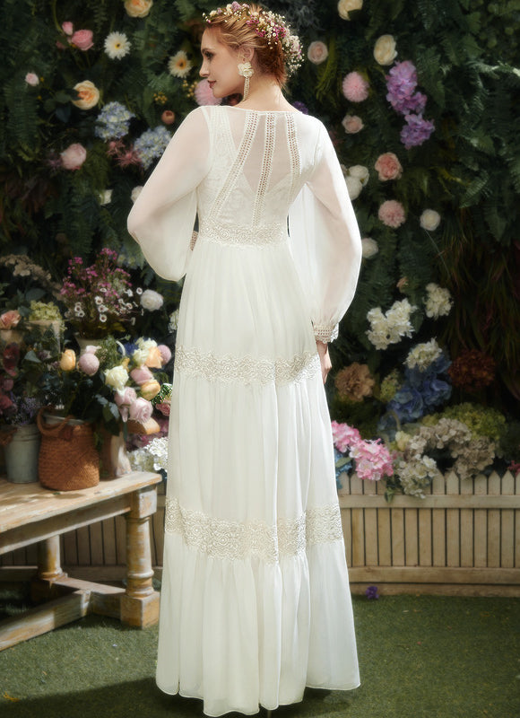Robe De Mariée Fluide À Manches. - gallery 6