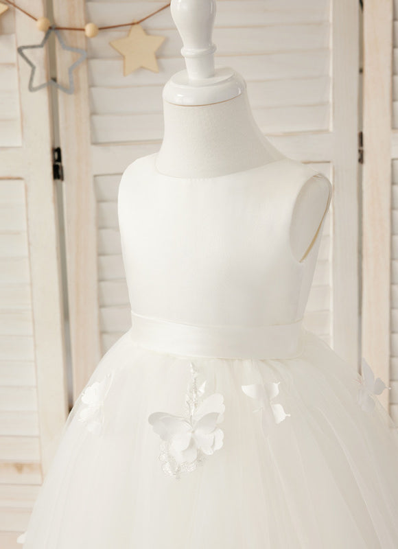 Robe Enfant Tulle Avec Motifs Floraux - gallery 2