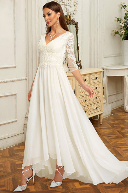 Robe Nuptiale Élégante À Manches Transparentes - gallery 2