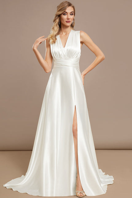 Robe Nuptiale Satinée À Décolleté Croisé - gallery 6