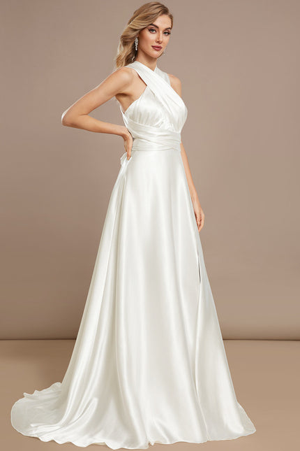 Robe Nuptiale Satinée À Décolleté Croisé - gallery 7