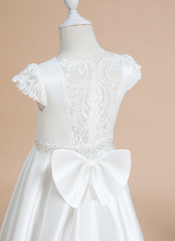 Robe Enfant Satinée Élégante Avec Dentelle - gallery 2