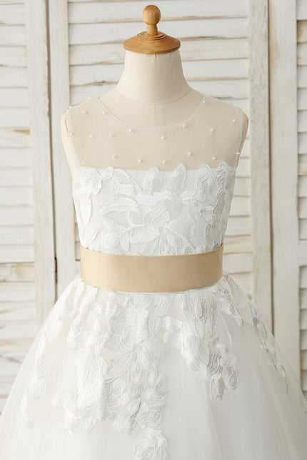 Robe Enfant Mariage Élégante En Tulle - gallery 2