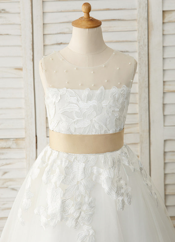 Robe Enfant Mariage Élégante En Tulle - gallery 2