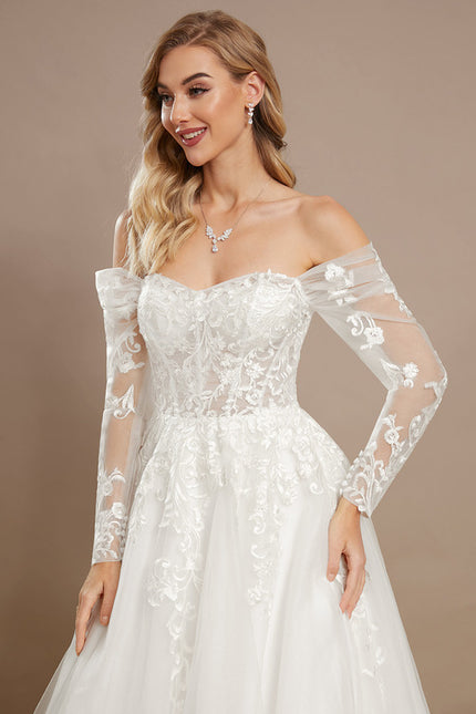 Robe Nuptiale Romantique À Manches Transparentes - gallery 3