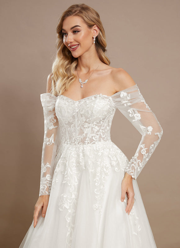 Robe Nuptiale Romantique À Manches Transparentes - gallery 3